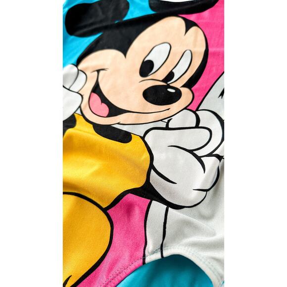 Vintage 90s Disney Mickey Mouse Blue Pink Exercise Jazzercise Leotard One Piece - Picture 15 of 15